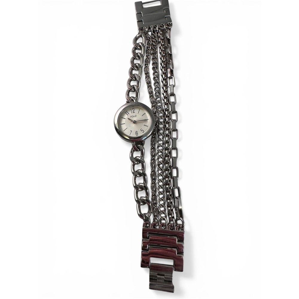 Folio Multi-Strand Chain Bracelet Watch Womens OS Silver Excellent FMDFOL021